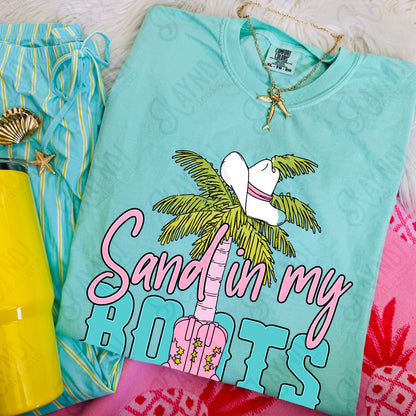 Sand in my Boots PNG Digital Download Sublimation DTF Print Beach Vibes Cowgirl Palm Tree