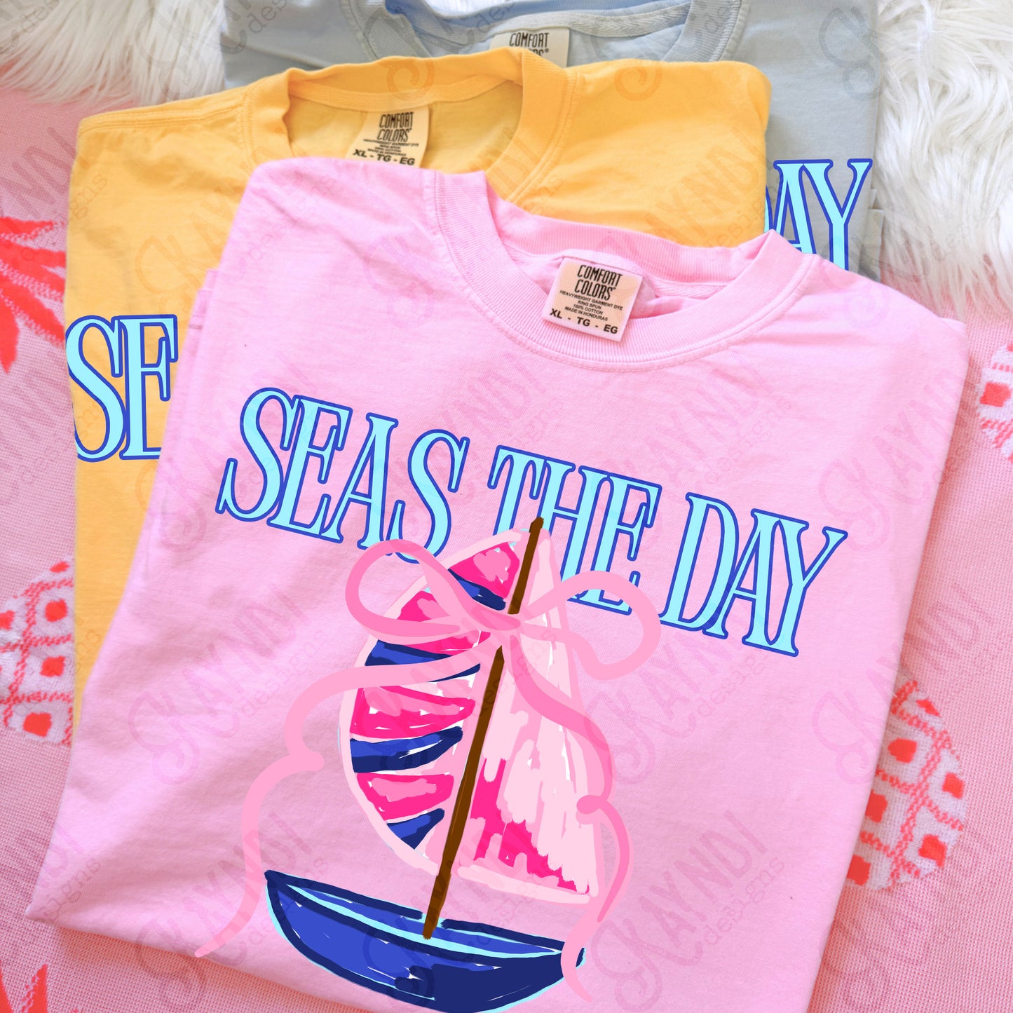 Seas The Day PNG Digital Download Sublimation DTF Print Southern Preppy Beachy Sail Boat