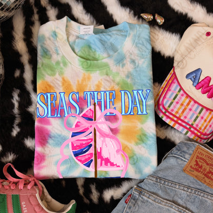 Seas the Day PNG Digital Download Sublimation DTF Print Southern Preppy Pink Blue Sail boat