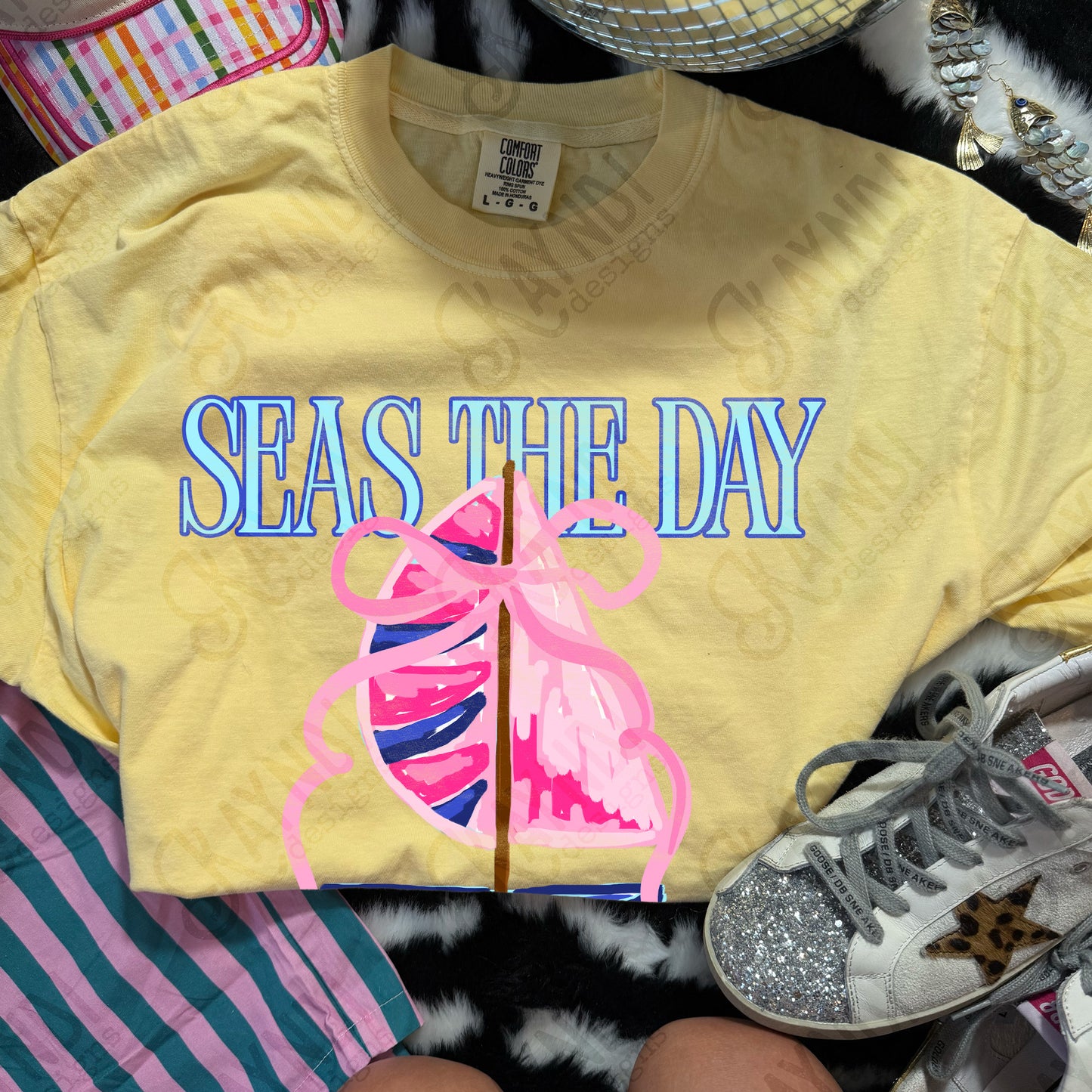 Seas the Day PNG Digital Download Sublimation DTF Print Southern Preppy Pink Blue Sail boat