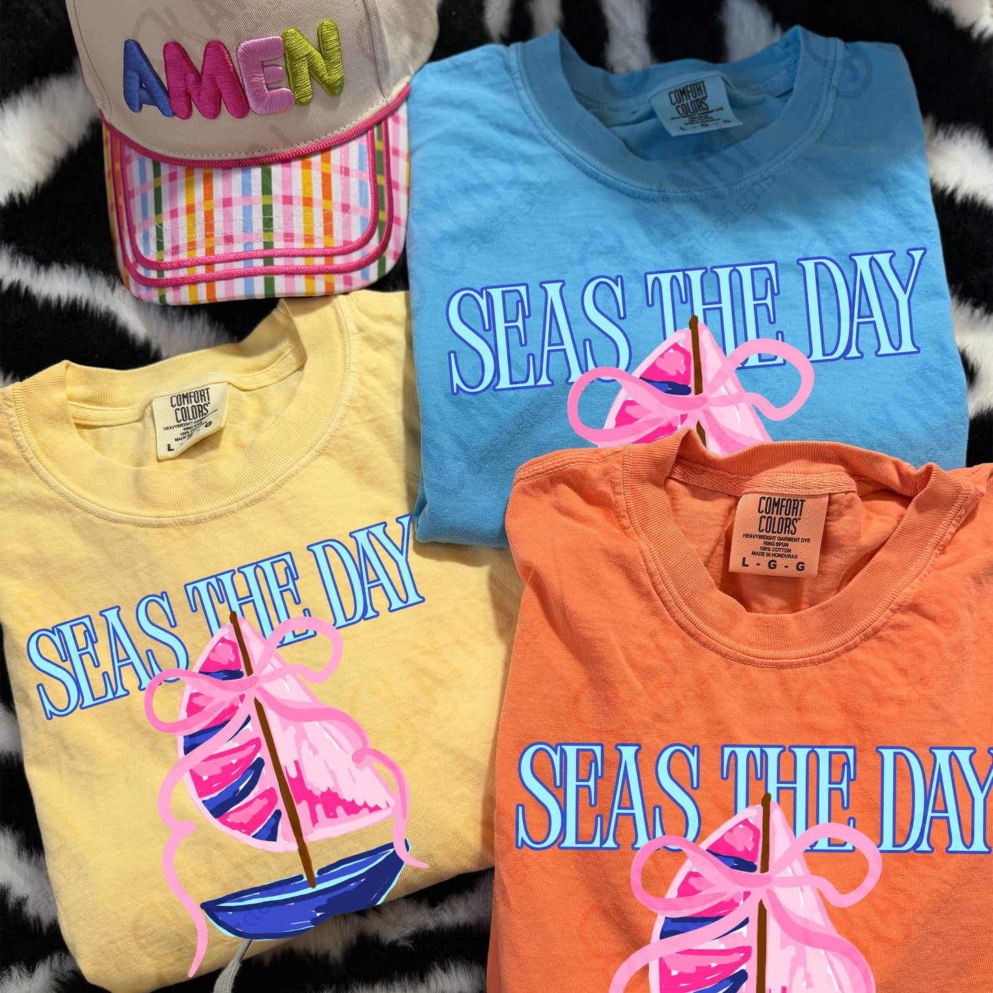 Seas the Day PNG Digital Download Sublimation DTF Print Southern Preppy Pink Blue Sail boat