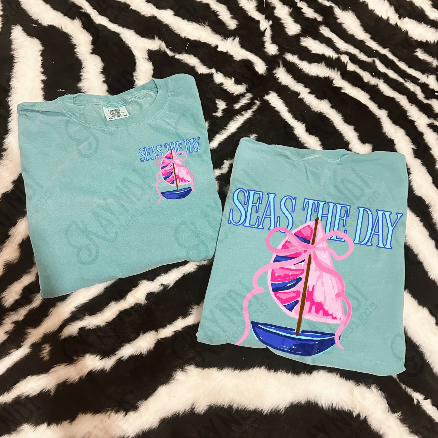Seas the Day PNG Digital Download Sublimation DTF Print Southern Preppy Pink Blue Sail boat