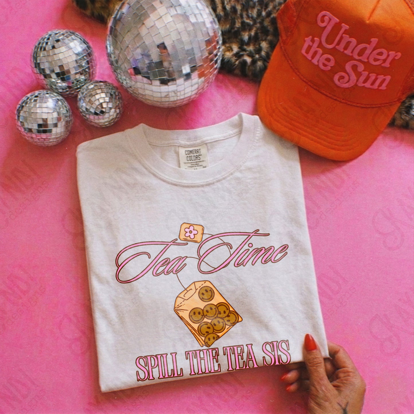 Tea Time Spill The Tea Sis Pink PNG Digiral Download Sublimation DTF Print