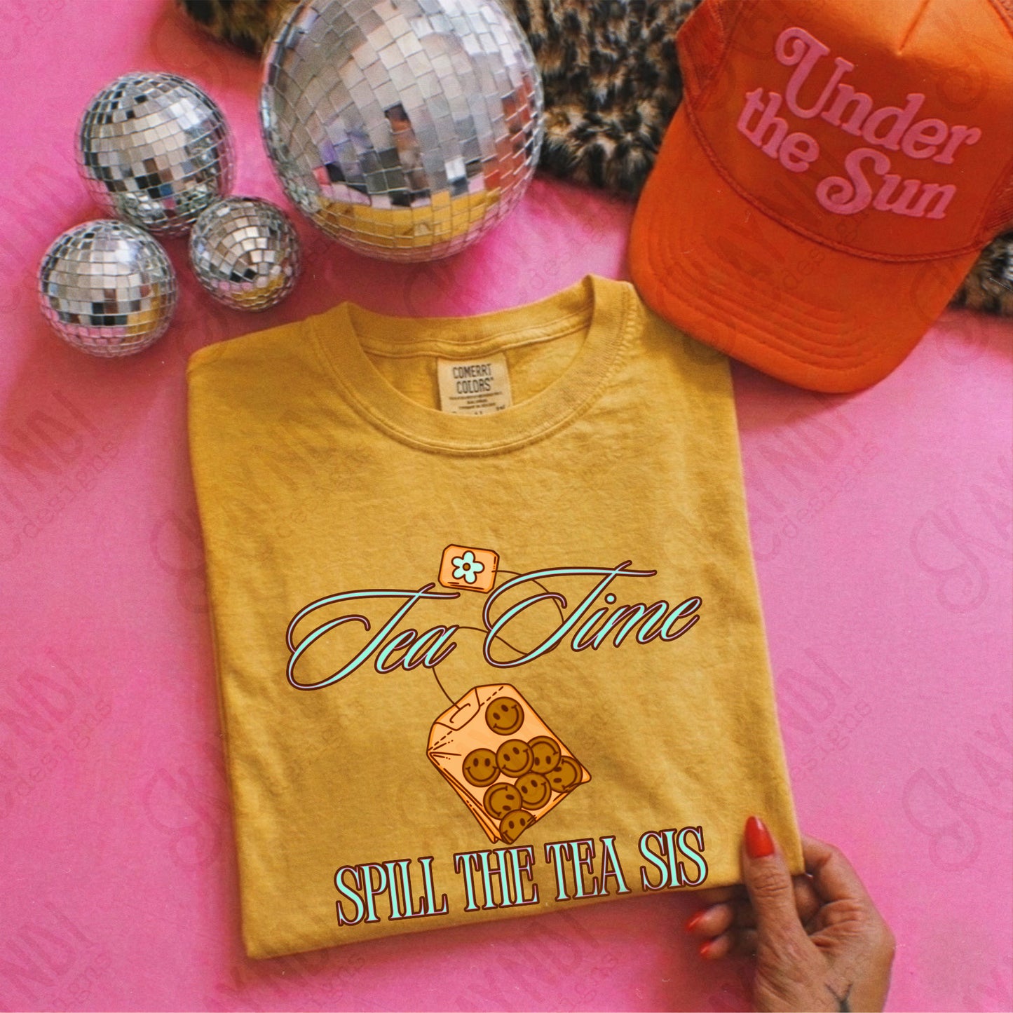 Tea Time Spill The Tea Sis Teal PNG Digiral Download Sublimation DTF Print