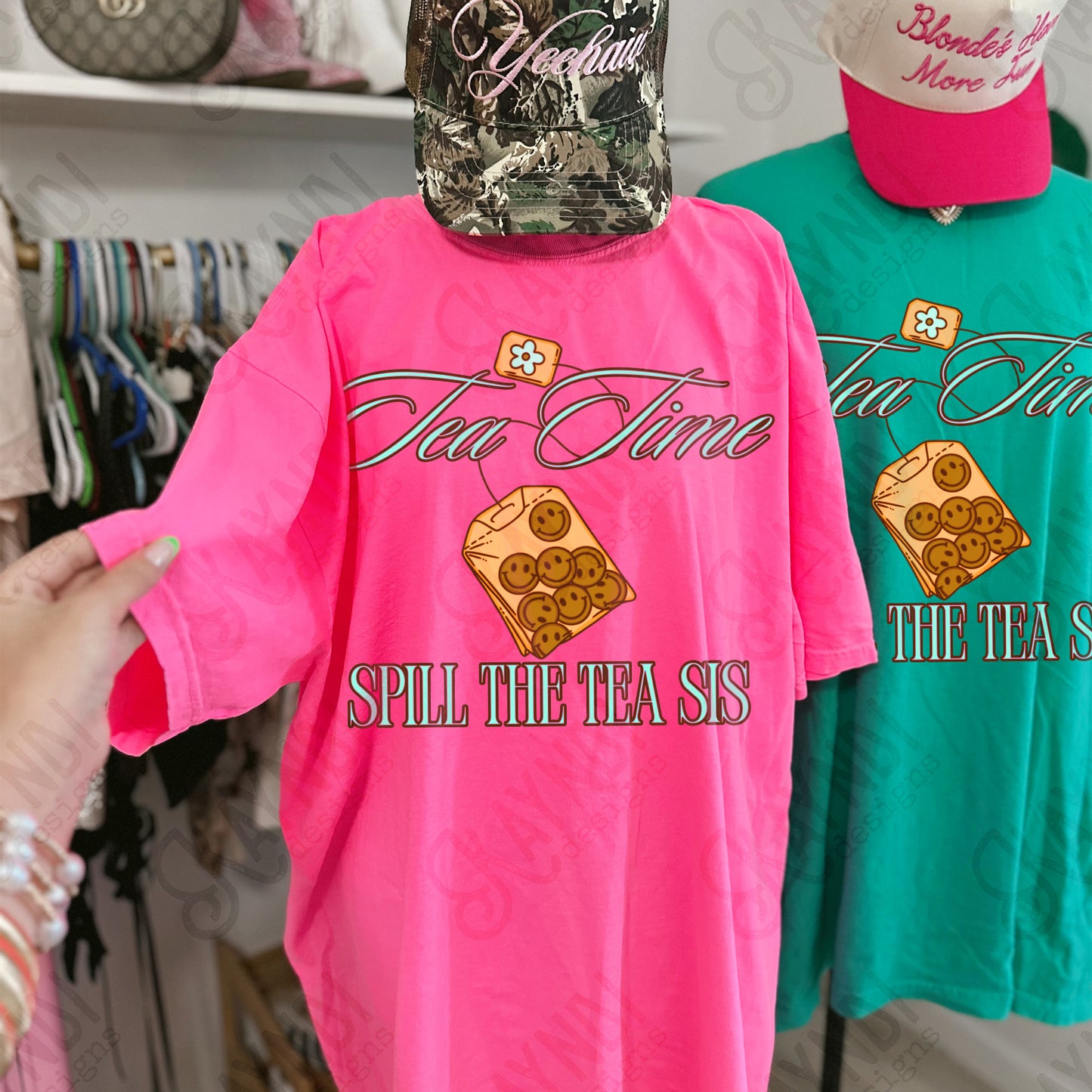 Tea Time Spill The Tea Sis Teal PNG Digiral Download Sublimation DTF Print