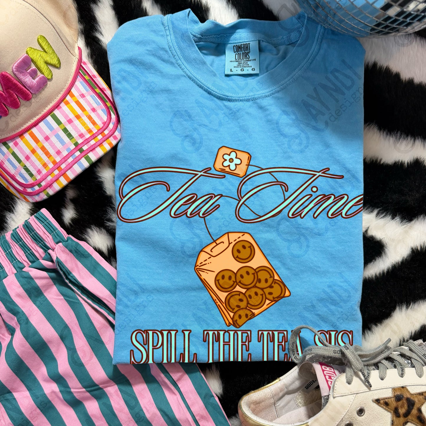 Tea Time Spill The Tea Sis Teal PNG Digiral Download Sublimation DTF Print