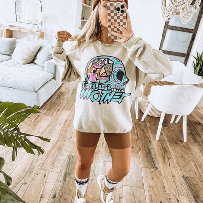 Tired as a Mother PNG Digital Download Sublimation DTF Print Mom Caffeine Snacks Teal
