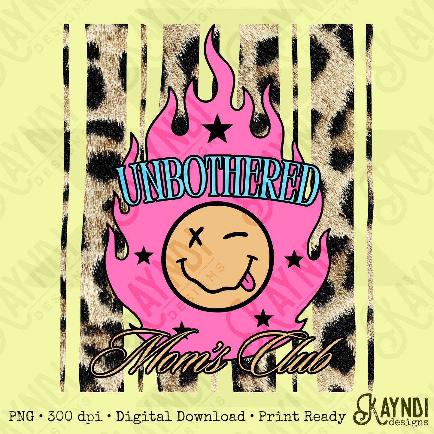 Unbothered Moms Club PNG Digital Download Sublimation DTF Print Leopard Rock Mom Boujee