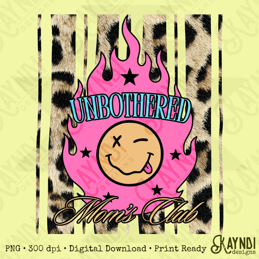 Unbothered Moms Club PNG Digital Download Sublimation DTF Print Leopard Rock Mom Boujee