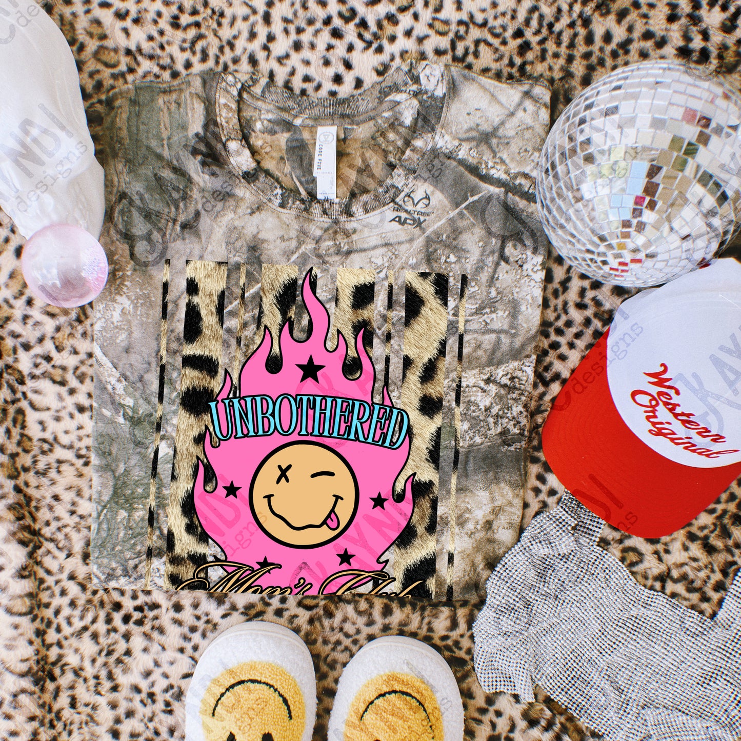Unbothered Moms Club PNG Digital Download Sublimation DTF Print Leopard Rock Mom Boujee