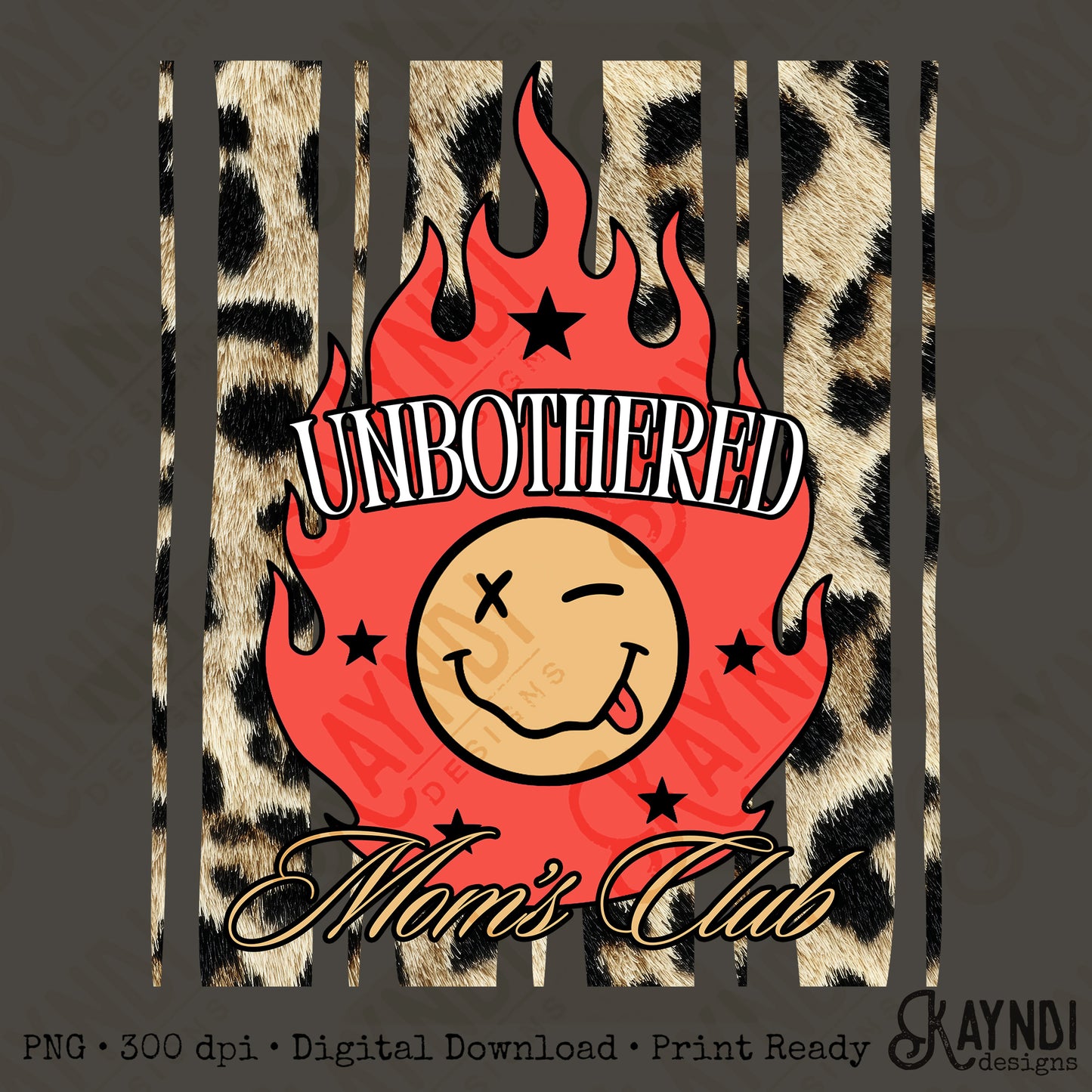 Unbothered Moms Club Red PNG Digital Download Sublimation DTF Print Leopard Rock Mom Boujee