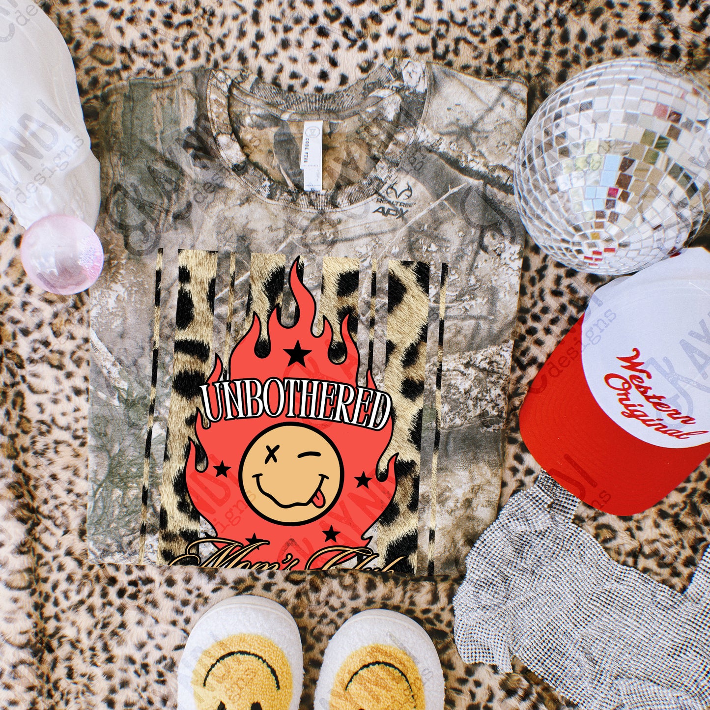 Unbothered Moms Club Red PNG Digital Download Sublimation DTF Print Leopard Rock Mom Boujee