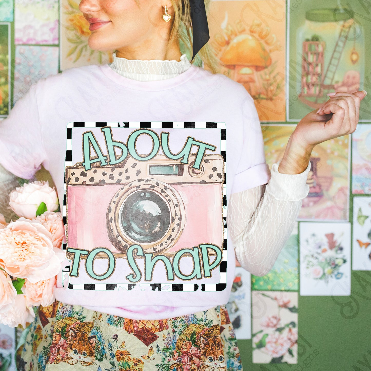 About to Snap Sublimation Design PNG Digital Download Printable Camera Cheetah photography