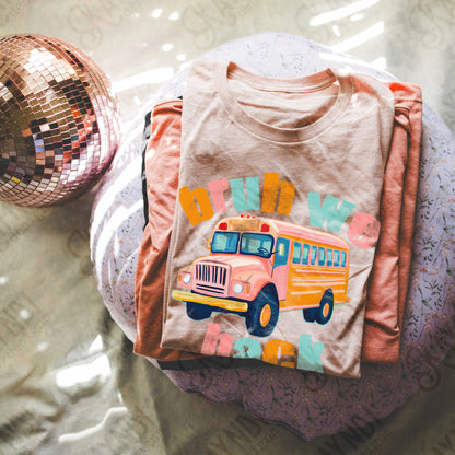 Bruh We Back Pink Sublimation Design PNG Digital Download Printable Girls School Bus