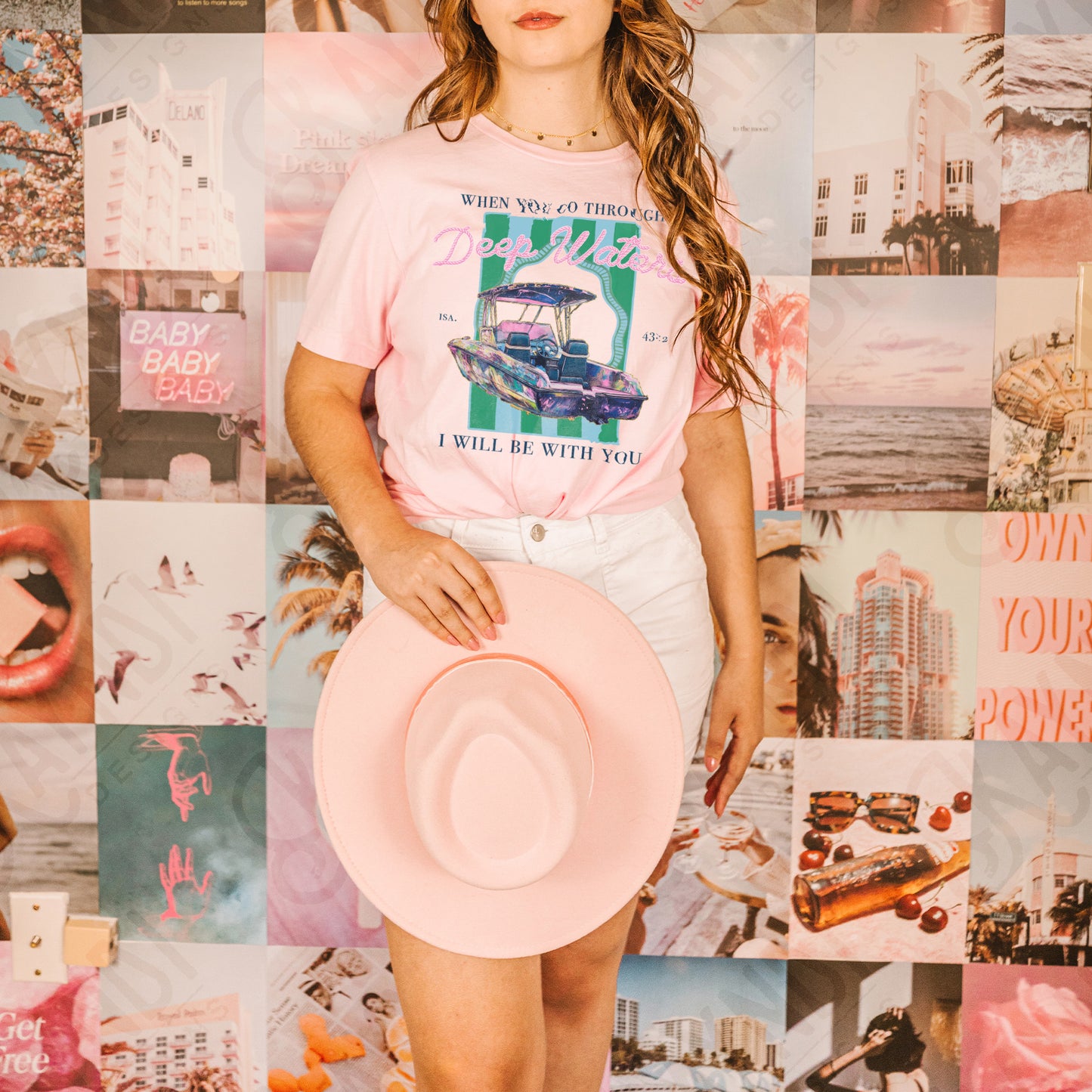 Deep Waters Sublimation Design PNG Digital Download Printable Boat Summer Lake Faith