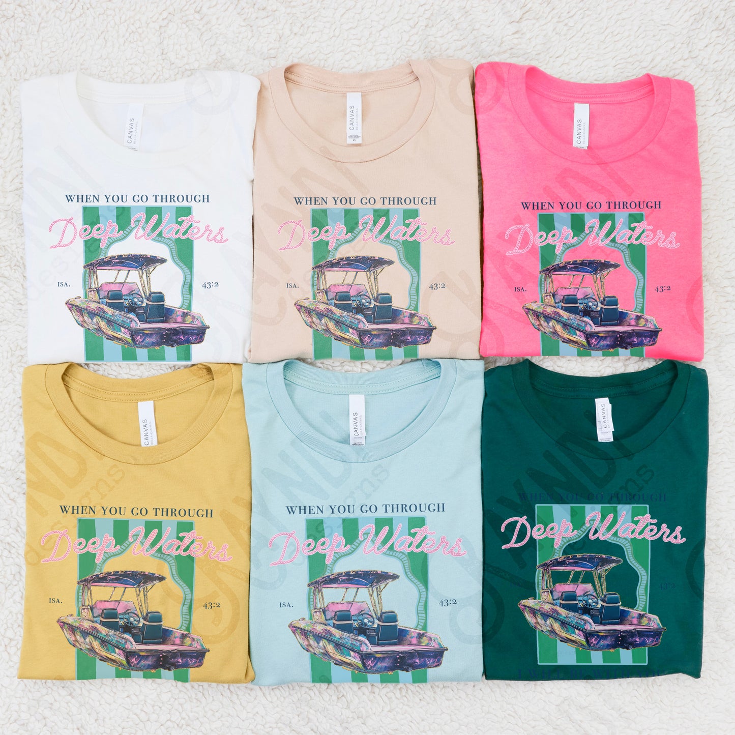 Deep Waters Sublimation Design PNG Digital Download Printable Boat Summer Lake Faith