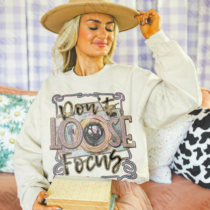 Dont Loose Focus Sublimation Design PNG Digital Download Printable Camera Photography Sparkle