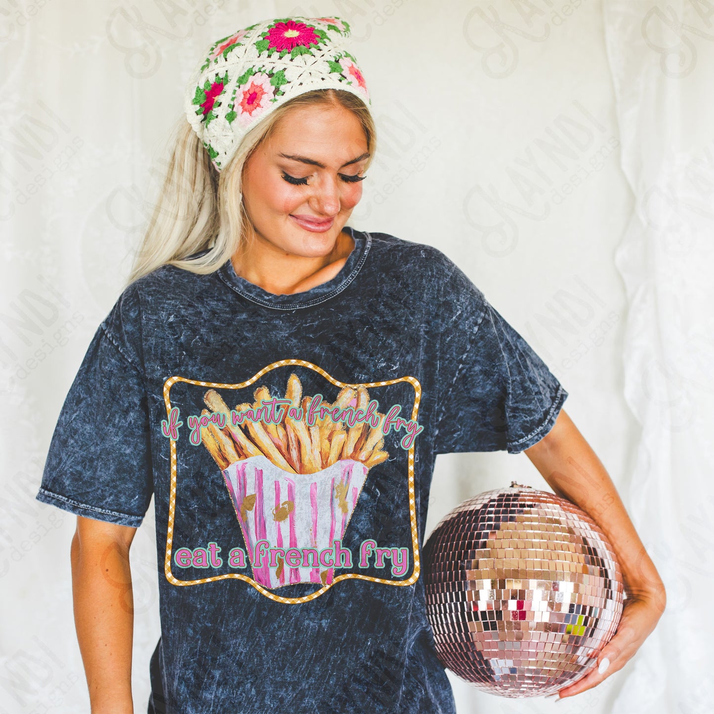 Eat a French Fry Sublimation Design PNG Digital Download Printable Funny Pink Fast Food