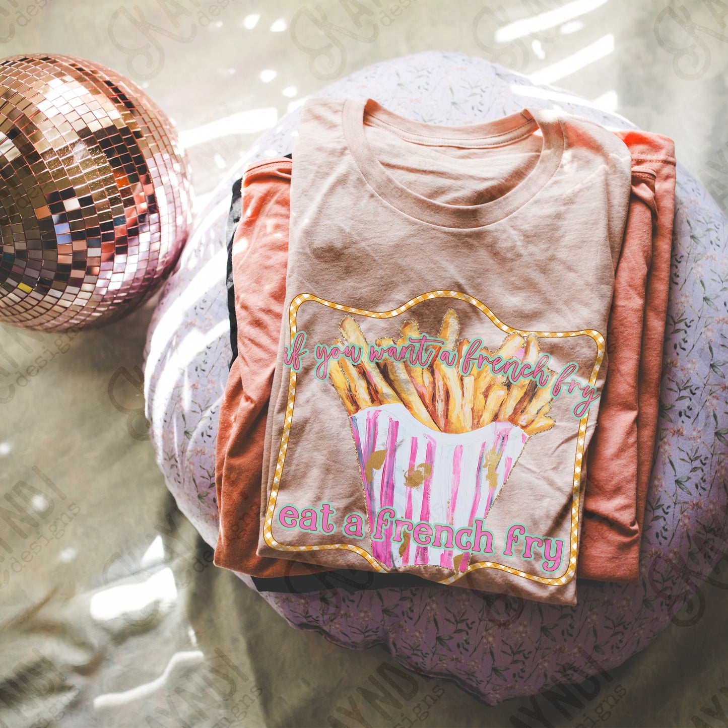 Eat a French Fry Sublimation Design PNG Digital Download Printable Funny Pink Fast Food