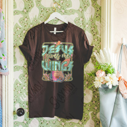 Jesus Gives Me Wings Sublimation Design PNG Digital Download Printable Faith Guitar Rock n Roll