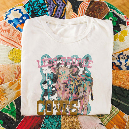 Less People More Cows Cowprint Sublimation Design PNG Digital Download Cheetah Pink Blue