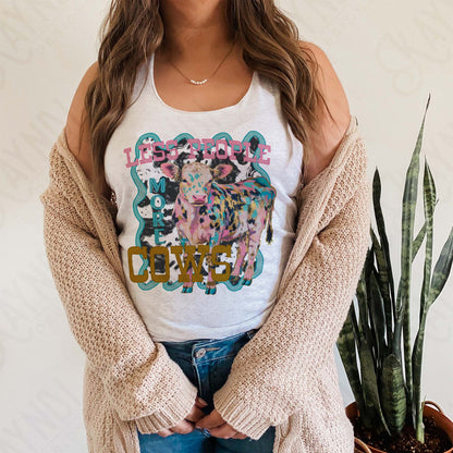 Less People More Cows Cowprint Sublimation Design PNG Digital Download Cheetah Pink Blue