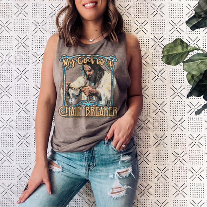 My God is a Chain Breaker Sublimation Design PNG Digital Download Jesus Faith Christian Vintage