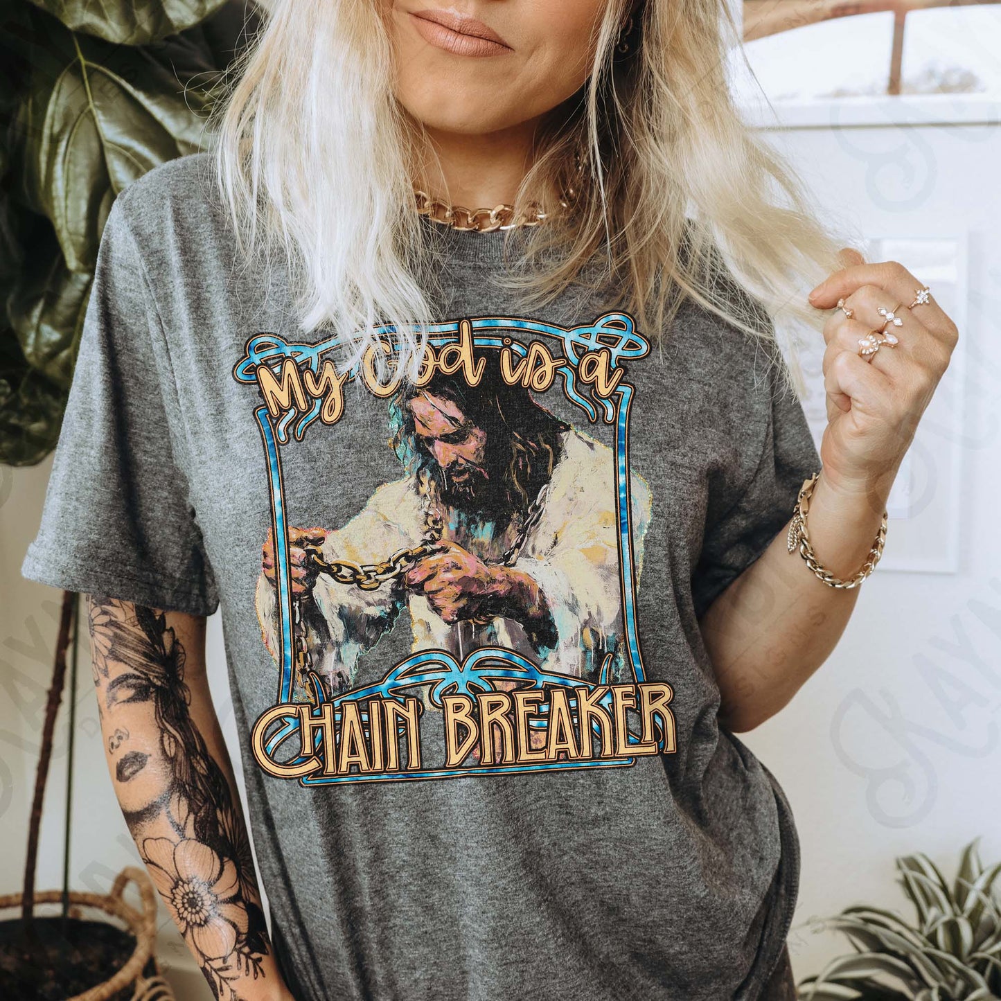My God is a Chain Breaker Sublimation Design PNG Digital Download Jesus Faith Christian Vintage