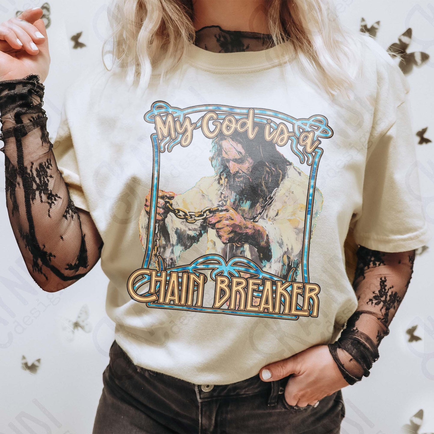 My God is a Chain Breaker Sublimation Design PNG Digital Download Jesus Faith Christian Vintage