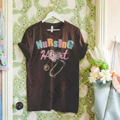 Nursing is a Work of Heart Sublimation Design PNG Digital Download Printable Cheetah Health Medical