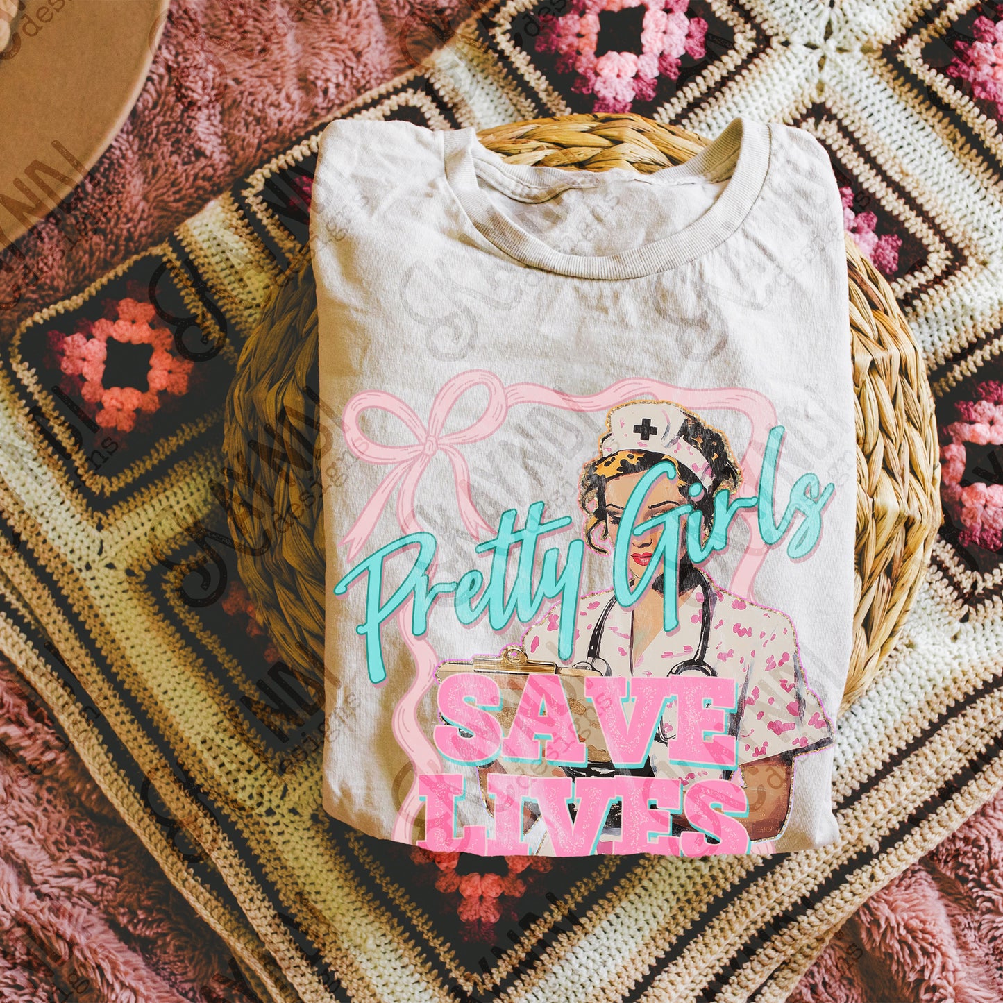 Pretty Girls Save Lives Sublimation Design PNG Digital Download Printable Nurse Pink Cheetah