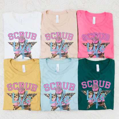 Scrub Life Sublimation Design PNG Digital Download Printable Star Cheetah Medical