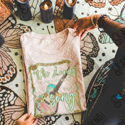 The Lord is my Strength and my Song Sublimation Design PNG Digital Download Printable Faith Guitar Worship