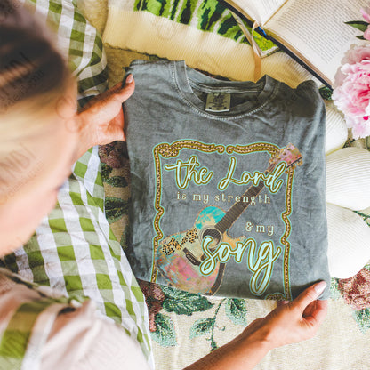 The Lord is my Strength and my Song Sublimation Design PNG Digital Download Printable Faith Guitar Worship