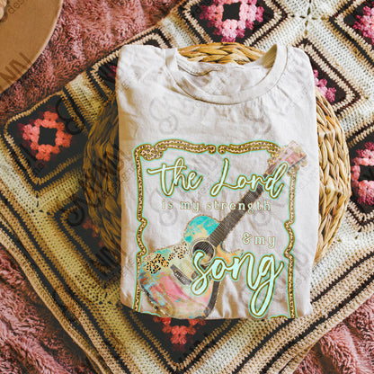 The Lord is my Strength and my Song Sublimation Design PNG Digital Download Printable Faith Guitar Worship