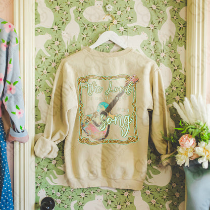 The Lord is my Strength and my Song Sublimation Design PNG Digital Download Printable Faith Guitar Worship