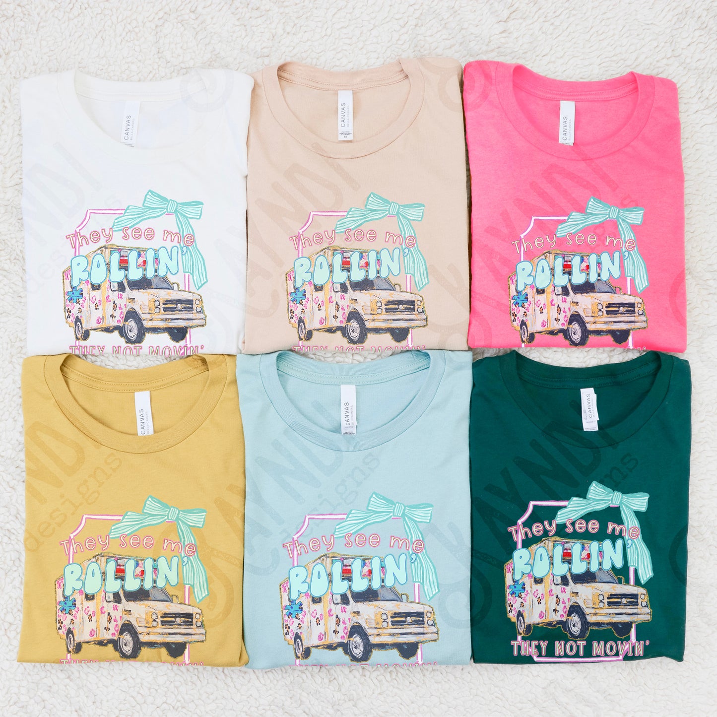 They See Me Rollin Ambulance Sublimation Design PNG Digital Download Printable Pink Preppy Bow Cheetah