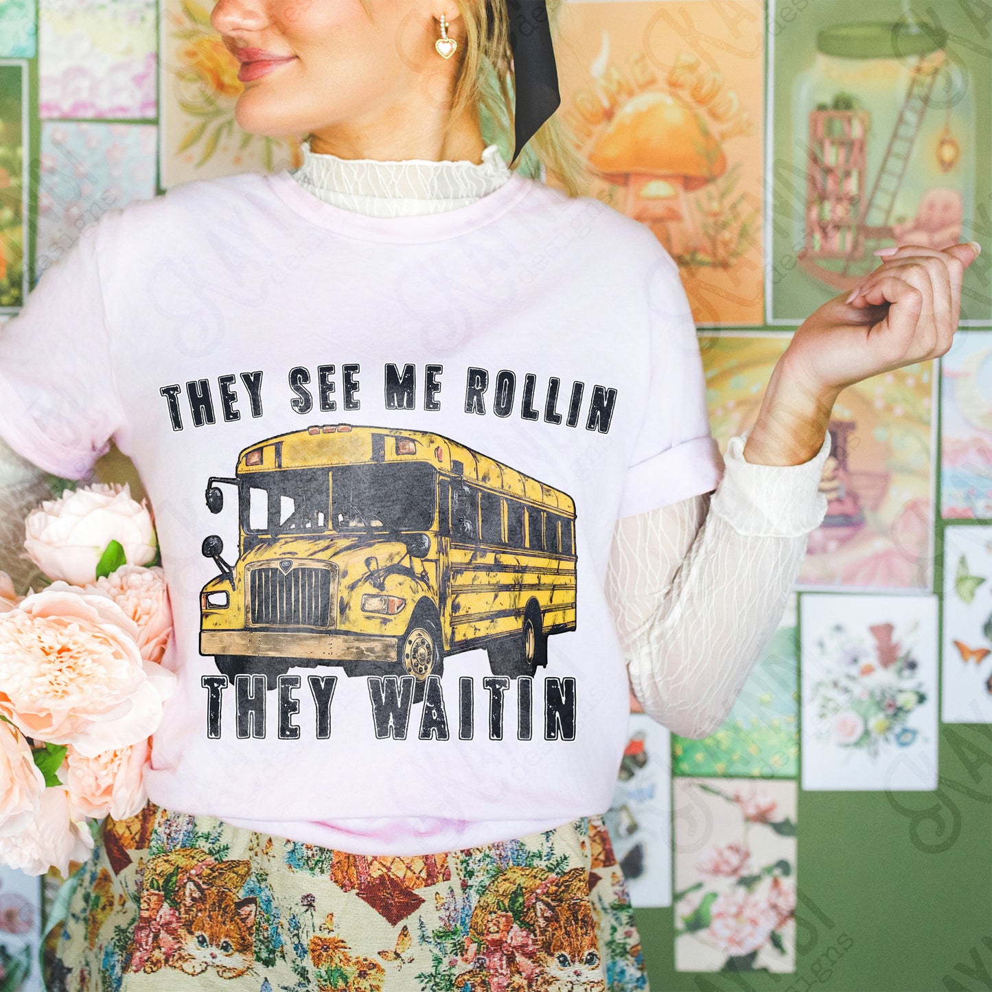 They See Me Rollin Bus Sublimation Design PNG Digital Download Printable School Bus Funny