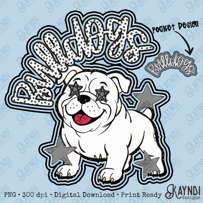 Friendly Mascot Bulldog Black Neutral PNG Digital Download Sublimation DTF Print Preppy Colorful Mascot Spirit