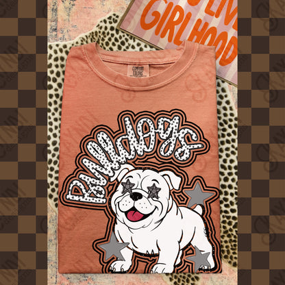Friendly Mascot Bulldog Black Neutral PNG Digital Download Sublimation DTF Print Preppy Colorful Mascot Spirit