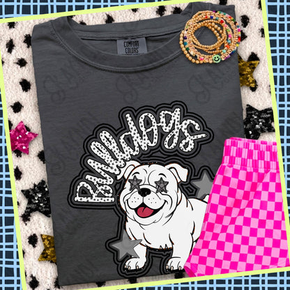 Friendly Mascot Bulldog Black Neutral PNG Digital Download Sublimation DTF Print Preppy Colorful Mascot Spirit