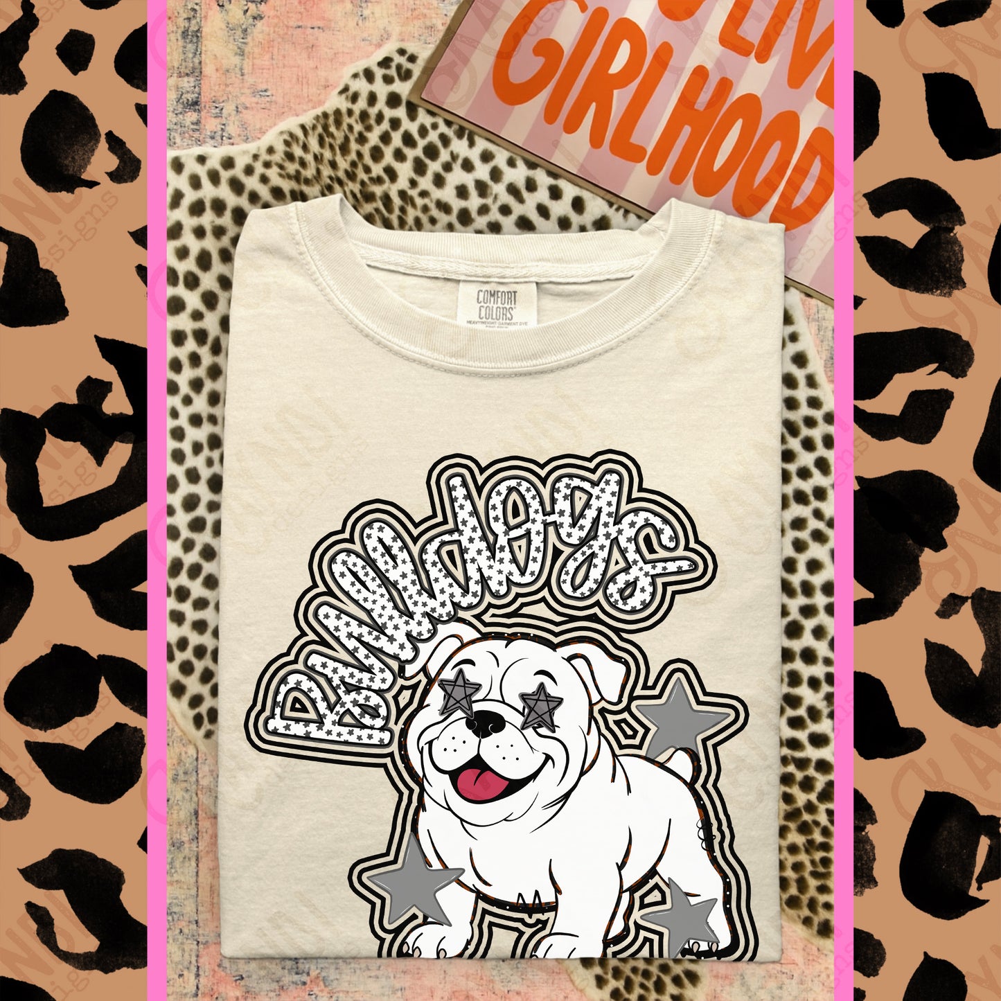 Friendly Mascot Bulldog Black Neutral PNG Digital Download Sublimation DTF Print Preppy Colorful Mascot Spirit
