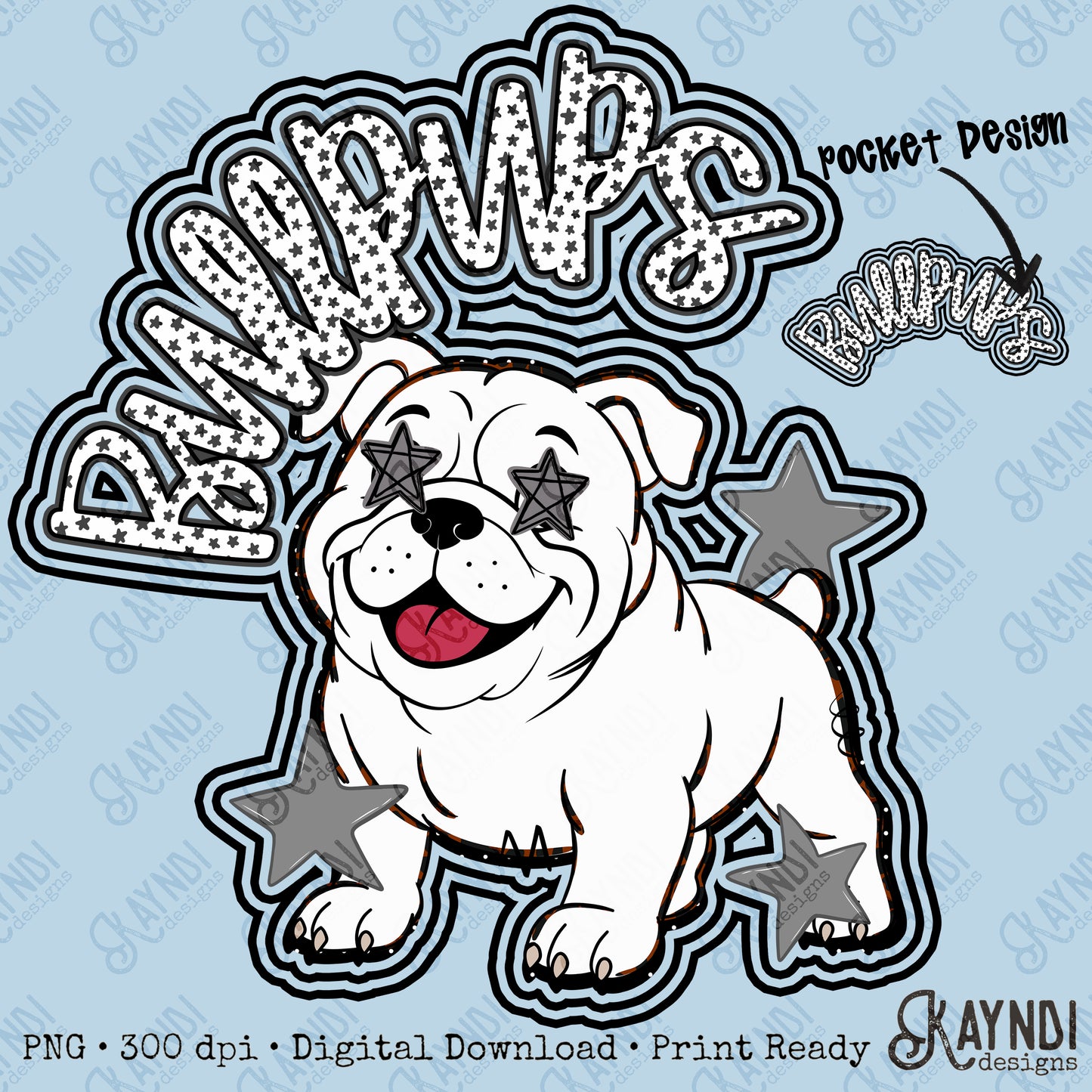 Friendly Mascot Bullpup Black Neutral PNG Digital Download Sublimation DTF Print Preppy Colorful Mascot Spirit