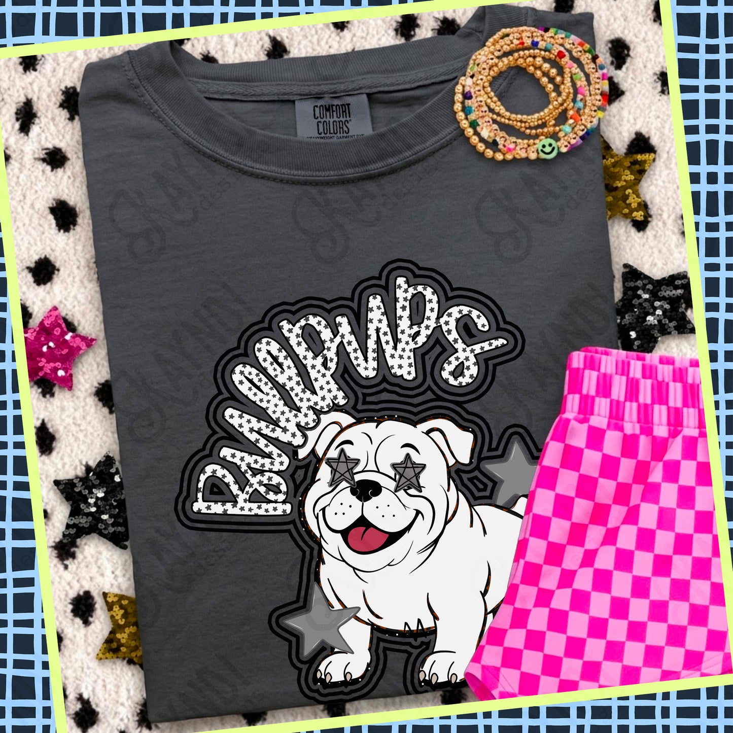 Friendly Mascot Bullpup Black Neutral PNG Digital Download Sublimation DTF Print Preppy Colorful Mascot Spirit