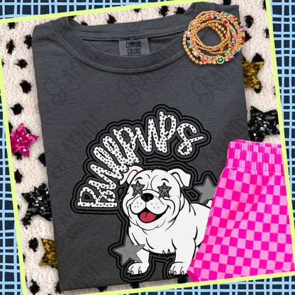 Friendly Mascot Bullpup Black Neutral PNG Digital Download Sublimation DTF Print Preppy Colorful Mascot Spirit