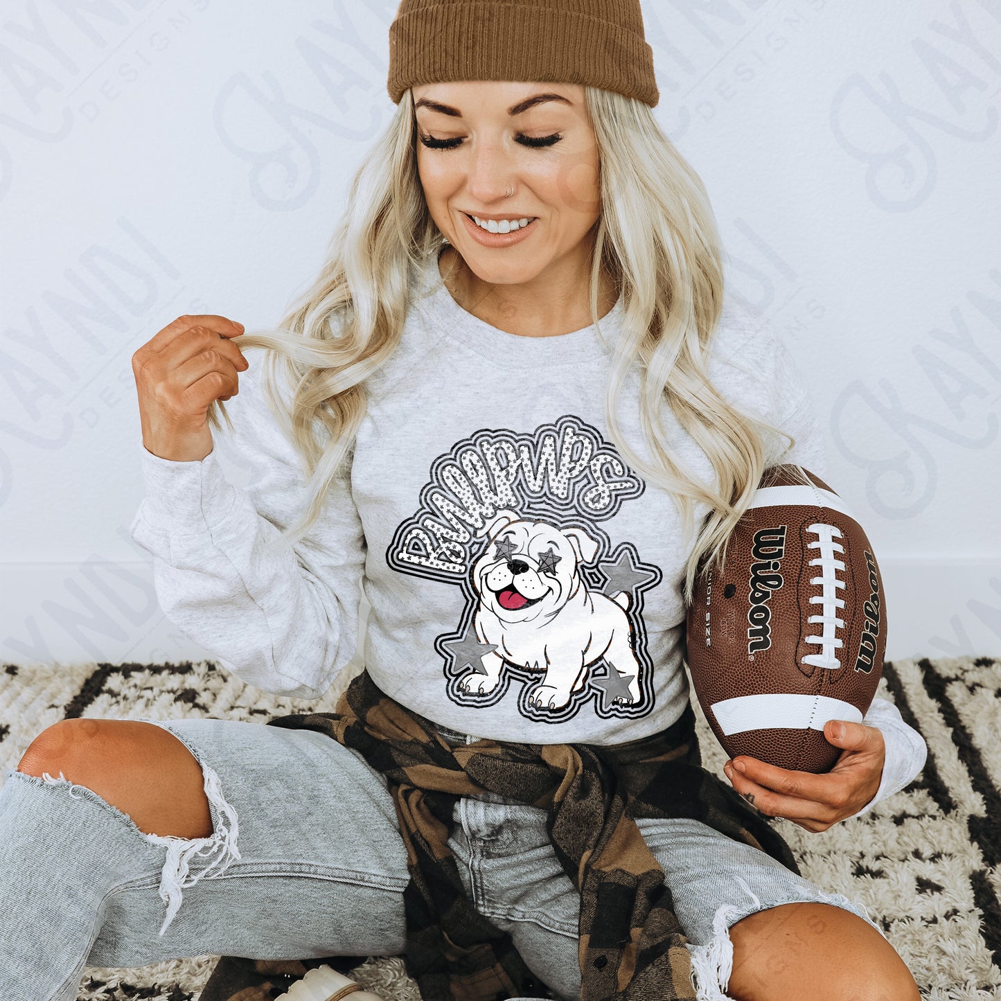 Friendly Mascot Bullpup Black Neutral PNG Digital Download Sublimation DTF Print Preppy Colorful Mascot Spirit