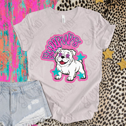 Friendly Mascot Bullpup Pink Colorful PNG Digital Download Sublimation DTF Print Preppy Colorful Mascot Spirit