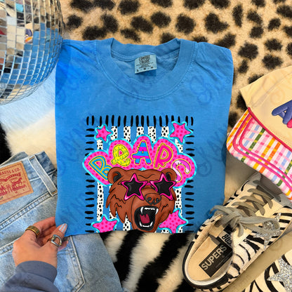 Doodle Star Sunglasses Bear PNG Digital Download Sublimation DTF Print Preppy Colorful Mascot Spirit