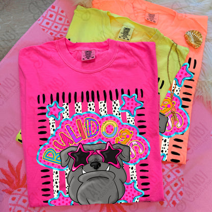Doodle Star Sunglasses Bulldog PNG Digital Download Sublimation DTF Print Preppy Colorful Mascot Spirit