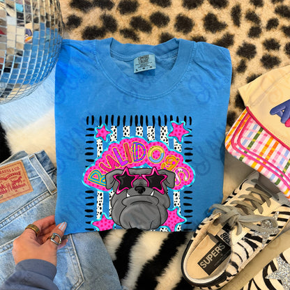Doodle Star Sunglasses Bulldog PNG Digital Download Sublimation DTF Print Preppy Colorful Mascot Spirit